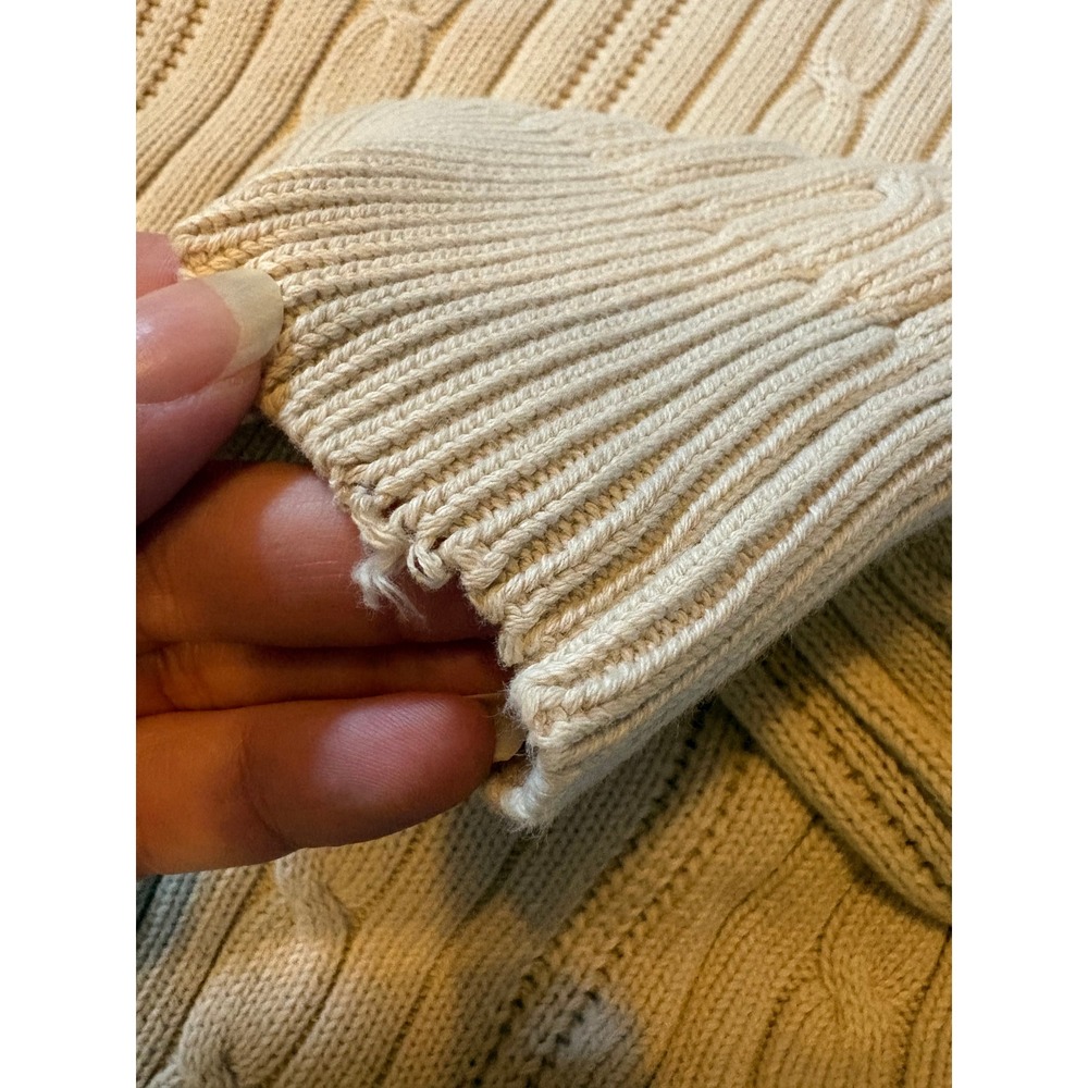 Vintage Chaps Ralph Lauren Cable Knit Sweater XLT Beige Heavy 90's Grandpa Core - Picture 7 of 8